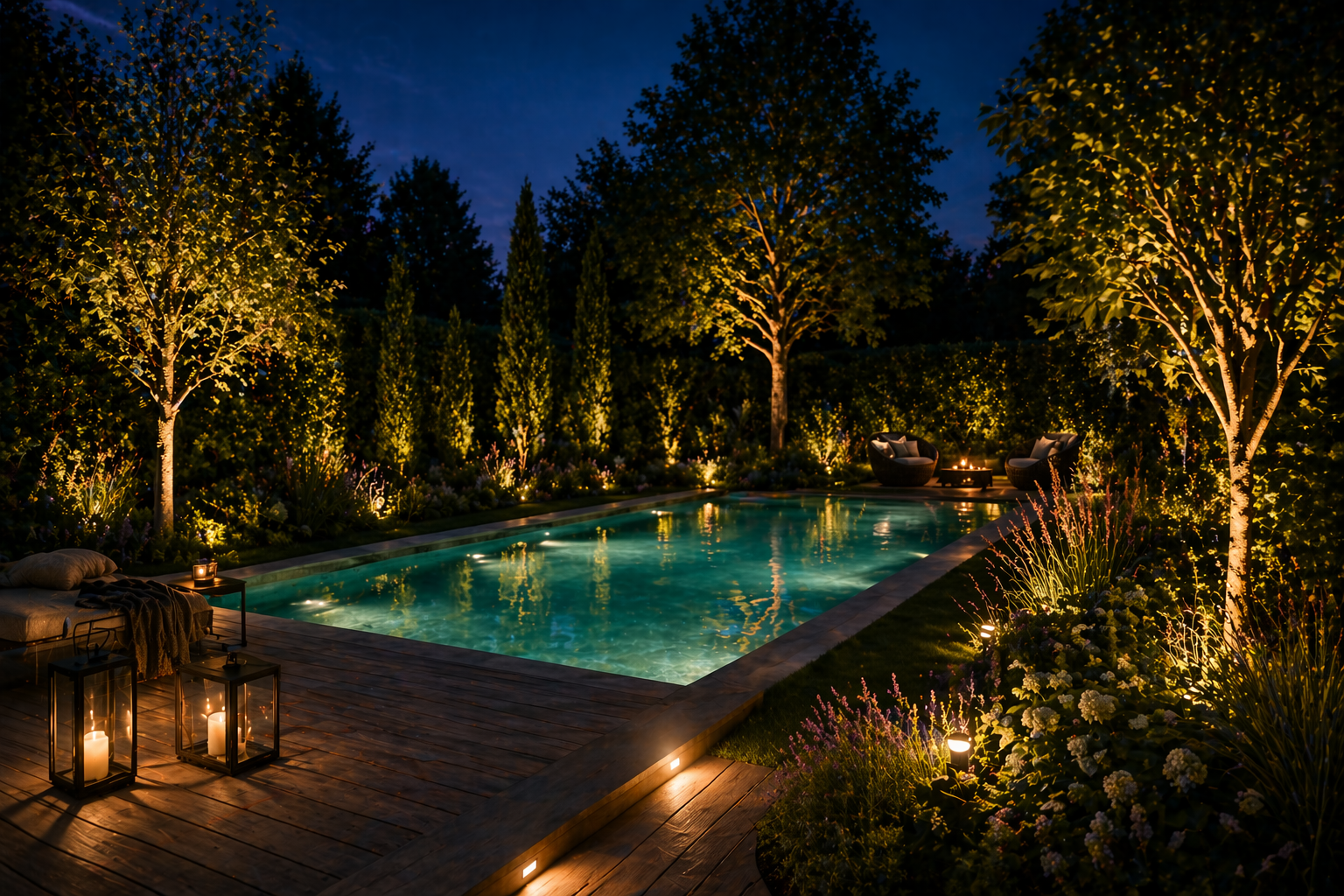 Licht Kraus, Moderne Anwendung im Garten, Außenleuchten