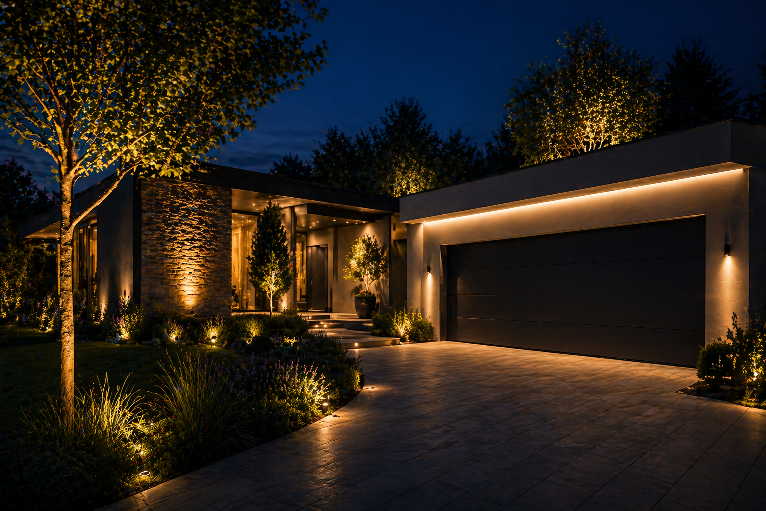 Licht Kraus, Moderne Anwendung im Garten, Außenleuchten