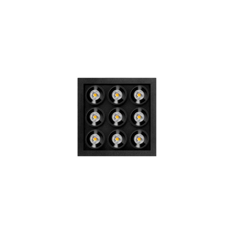 Arkoslight Black Foster LED Spots Micro 9-fach, schwarz, Vorderansicht