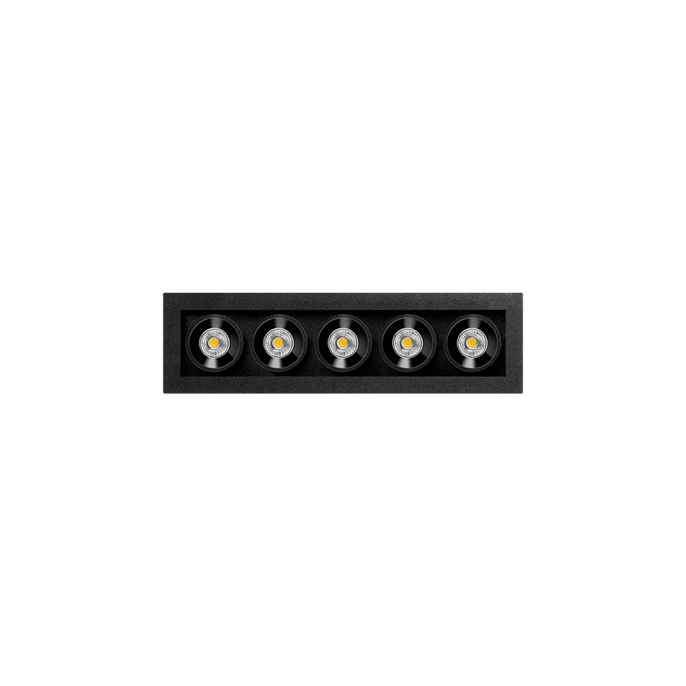 Arkoslight Black Foster LED Spots Micro 5-fach, schwarz, Vorderansicht