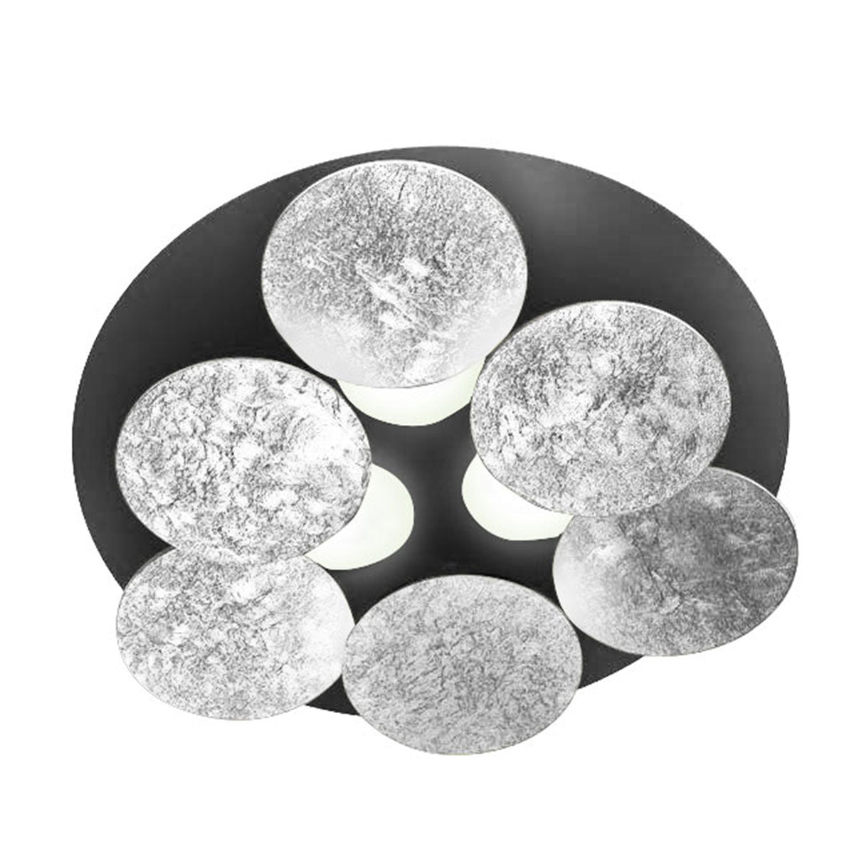 Braga, Deckenleuchte Nuvola 45cm, Blattsilber-Schwarz, moderne Lichtlösung