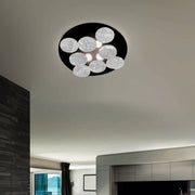 Braga, Deckenleuchte Nuvola 60cm, Blattsilber Schwarz, moderne Lichtlösung