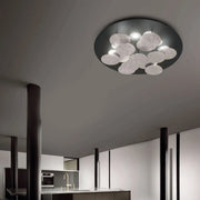 Braga, Deckenleuchte Nuvola 70cm, Blattsilber-Schwarz, moderne Lichtlösung