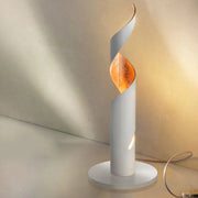 Braga, Tischleuchte Truciolo klein 37cm, Weiss-Blattkupfer, hochwertige Raumbeleuchtung