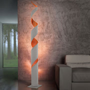Braga, Stehleuchte Truciolo LED, Weiss-Blattkupfer, dekorative Raumbeleuchtung