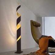 Braga, Stehleuchte Truciolo E27, Schwarz-Blattgold, dekorative Stehleuchte