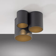 Pure, Deckenleuchte Point, dreiflammig Schwarz Detail, hochwertige Akzentbeleuchtung