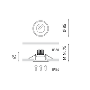 Arkoslight Deckeneinbauleuchte Drop micro, weiss, Skizze