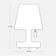 Edison Petit Akkuleuchte, technische Skizze, Maße 25cm hoch, 16cm breit