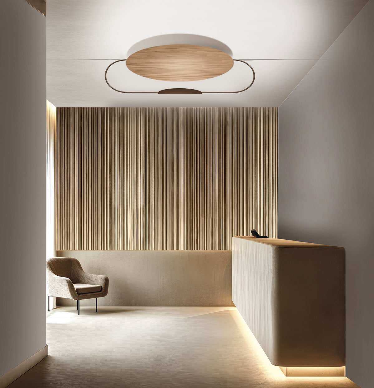 Icone, Wand-/Deckenleuchte Eterea, 115cm Nussbaum Braun, natürliche Lichtlösung