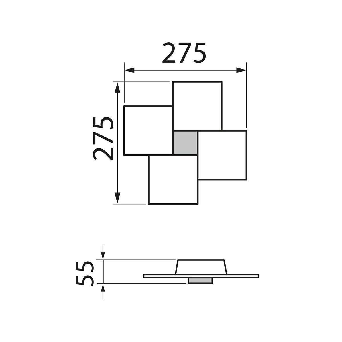 Grossmann, LED-Wand-/Deckenleuchte CREO 7-flg., Skizze, technische Lichtplanung