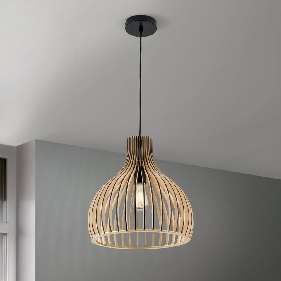 Orion, Pendelleuchte Lund, Holz-Schwarz 35cm, moderne Pendelleuchte