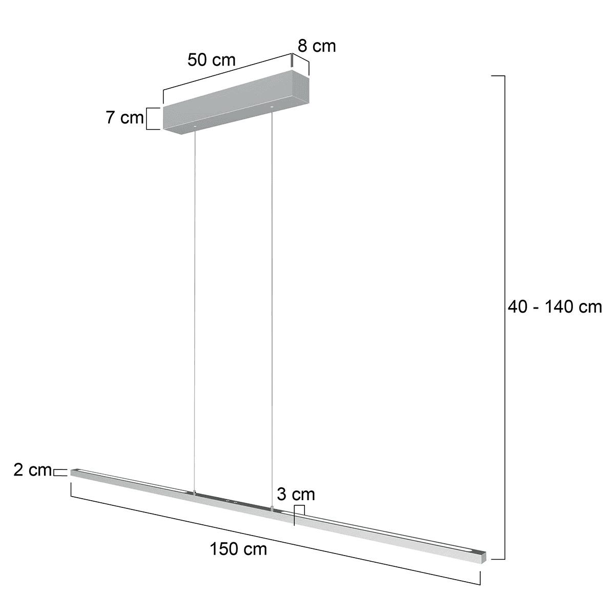 Steinhauer, Pendelleuchte Bande, 150cm, Skizze