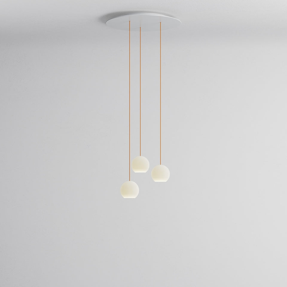 Komot, KOS Trio Small Baldachin rund, Weiss Orange, stilvolle Pendelleuchte