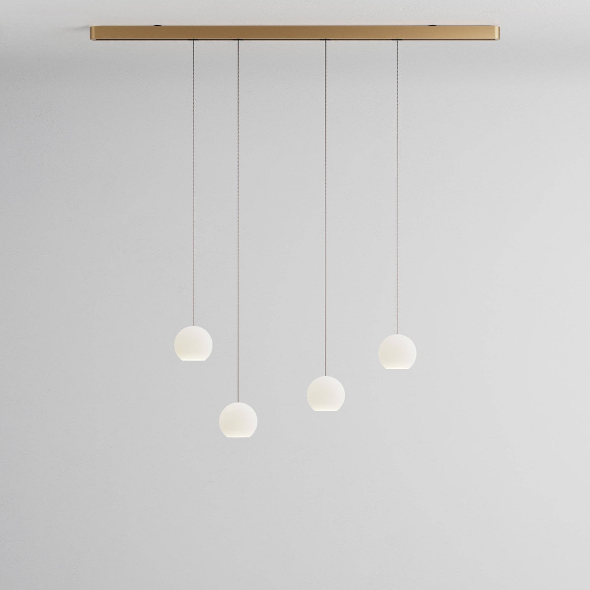 Komot, Pendelleuchte KOS Quattro 150cm, Gold-Edelstahl, Produktbild kleines Glas