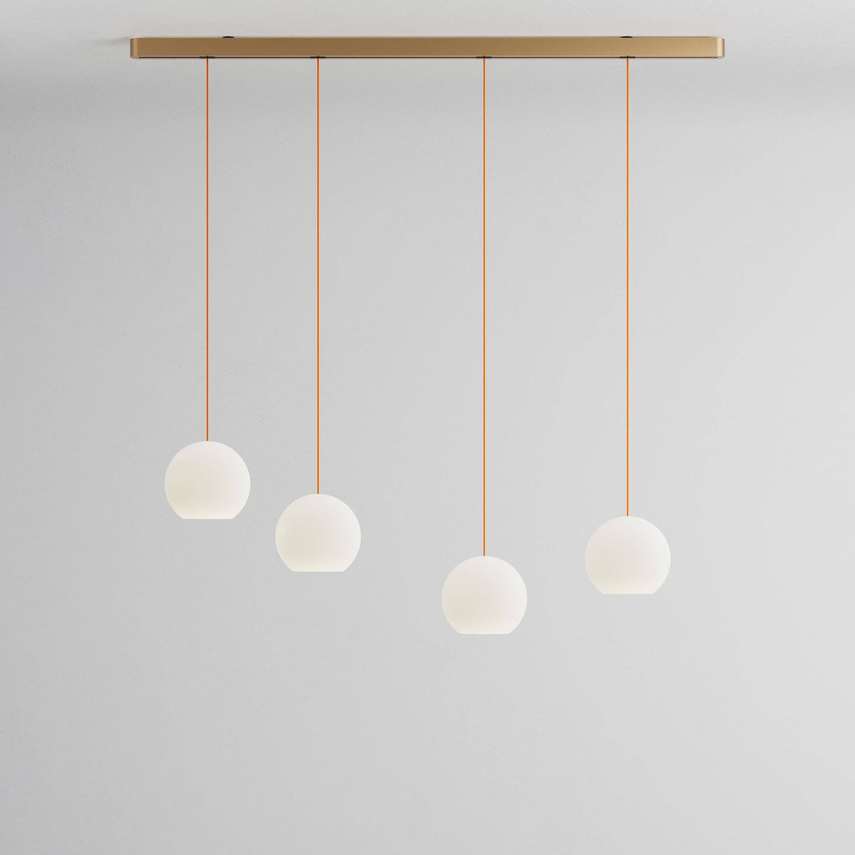 Komot, Pendelleuchte KOS Quattro 150cm, Gold-Orange, Produktbild großes Glas