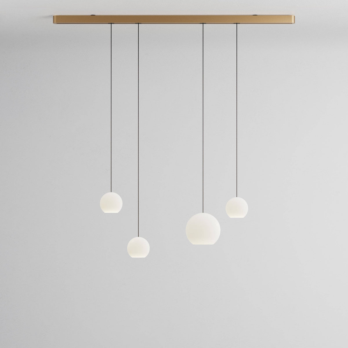 Komot, Pendelleuchte KOS Quattro 150cm, Gold-Schwarz, Produktbild gemischte Gläser