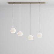 Komot, Pendelleuchte KOS Quattro 150cm, Nickel-Edelstahl, Produktbild großes Glas