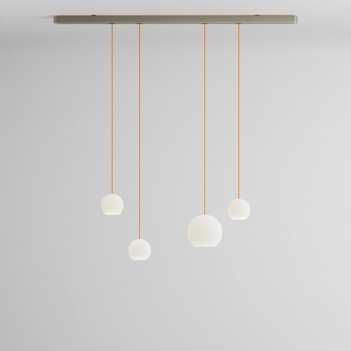 Komot, Pendelleuchte KOS Quattro 150cm, Nickel-Orange, Produktbild gemischte Gläser