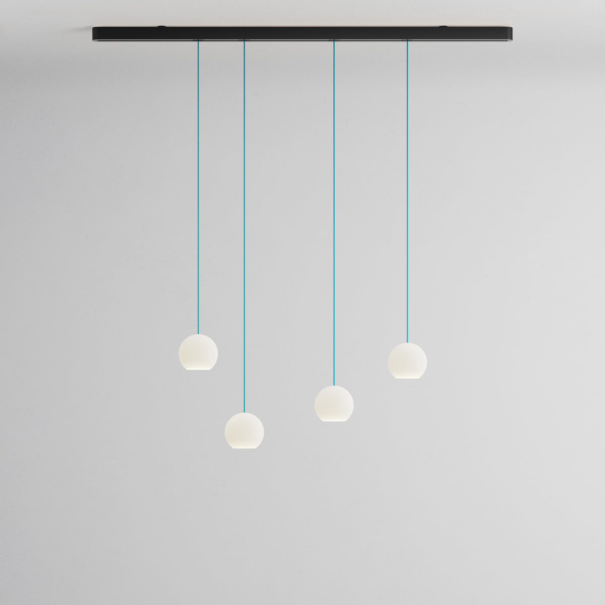 Komot, Pendelleuchte KOS Quattro 150cm, Schwarz-Blau, Produktbild kleines Glas