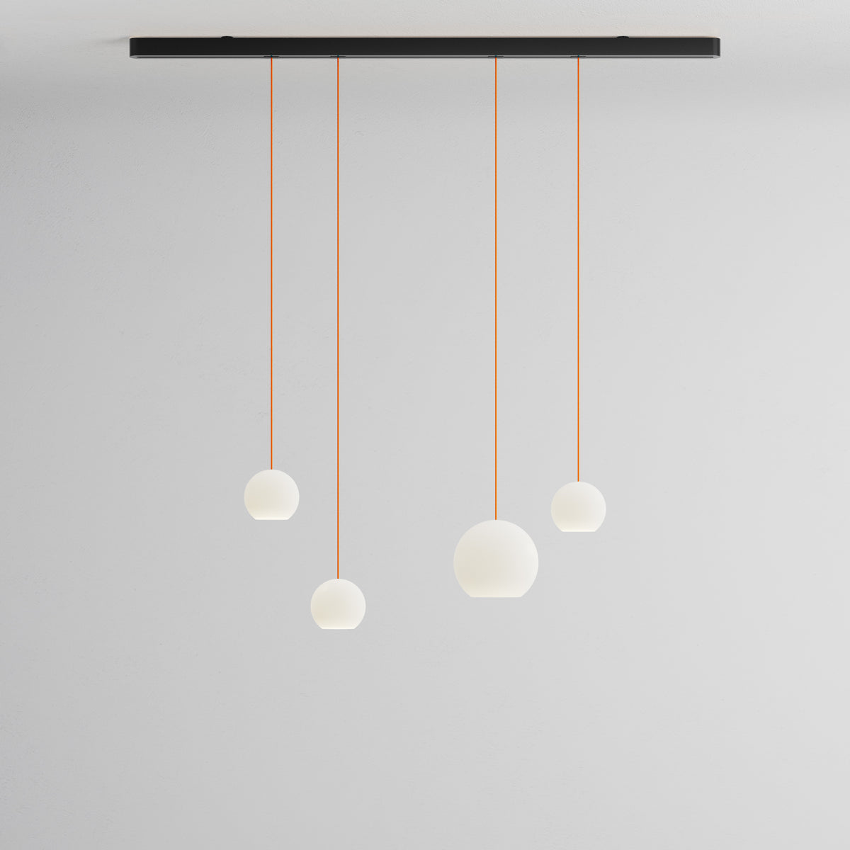 Komot, Pendelleuchte KOS Quattro 150cm, Schwarz-Orange, Produktbild gemischte Gläser