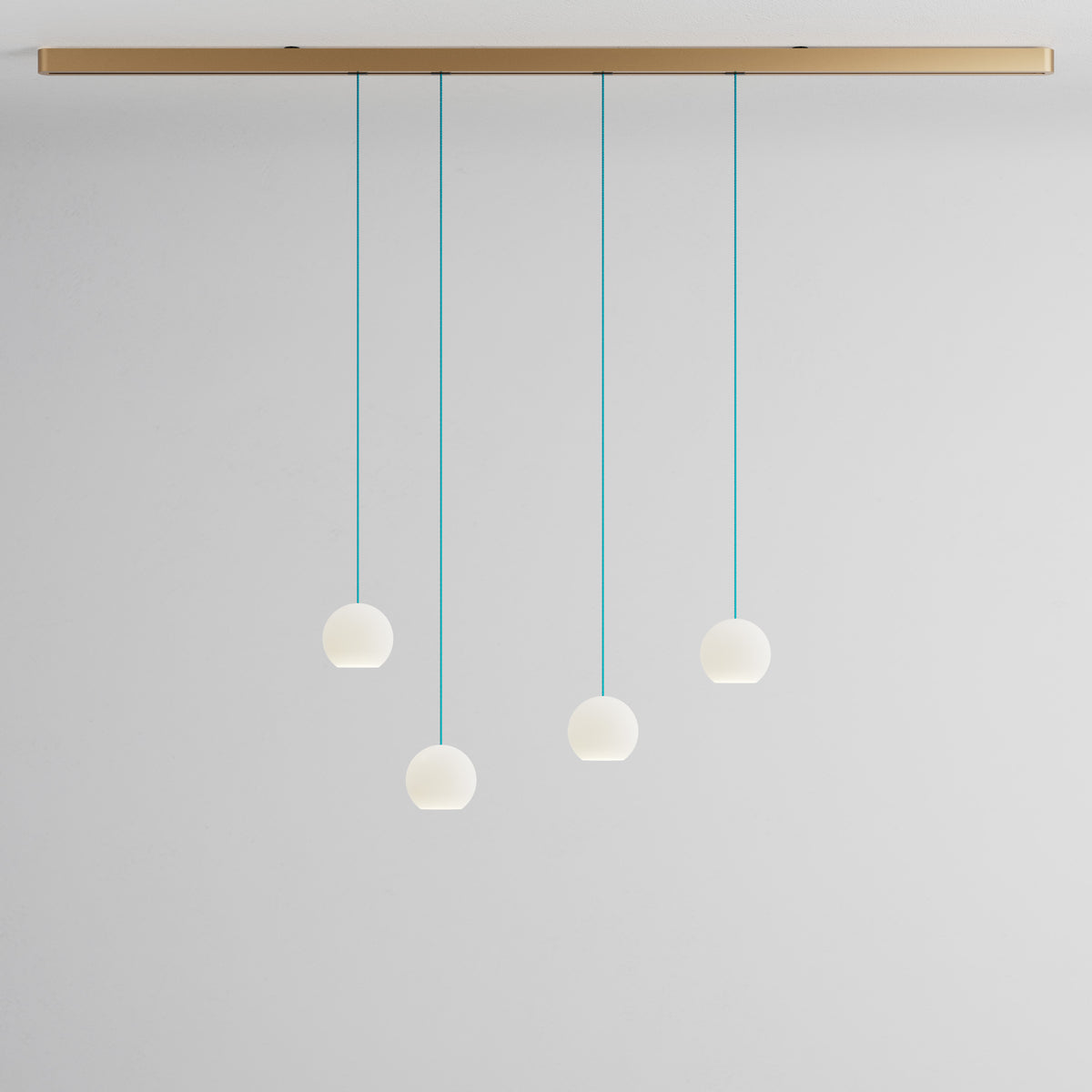 Komot, Pendelleuchte KOS Quattro 200cm, Gold-Blau, Produktbild kleines Glas