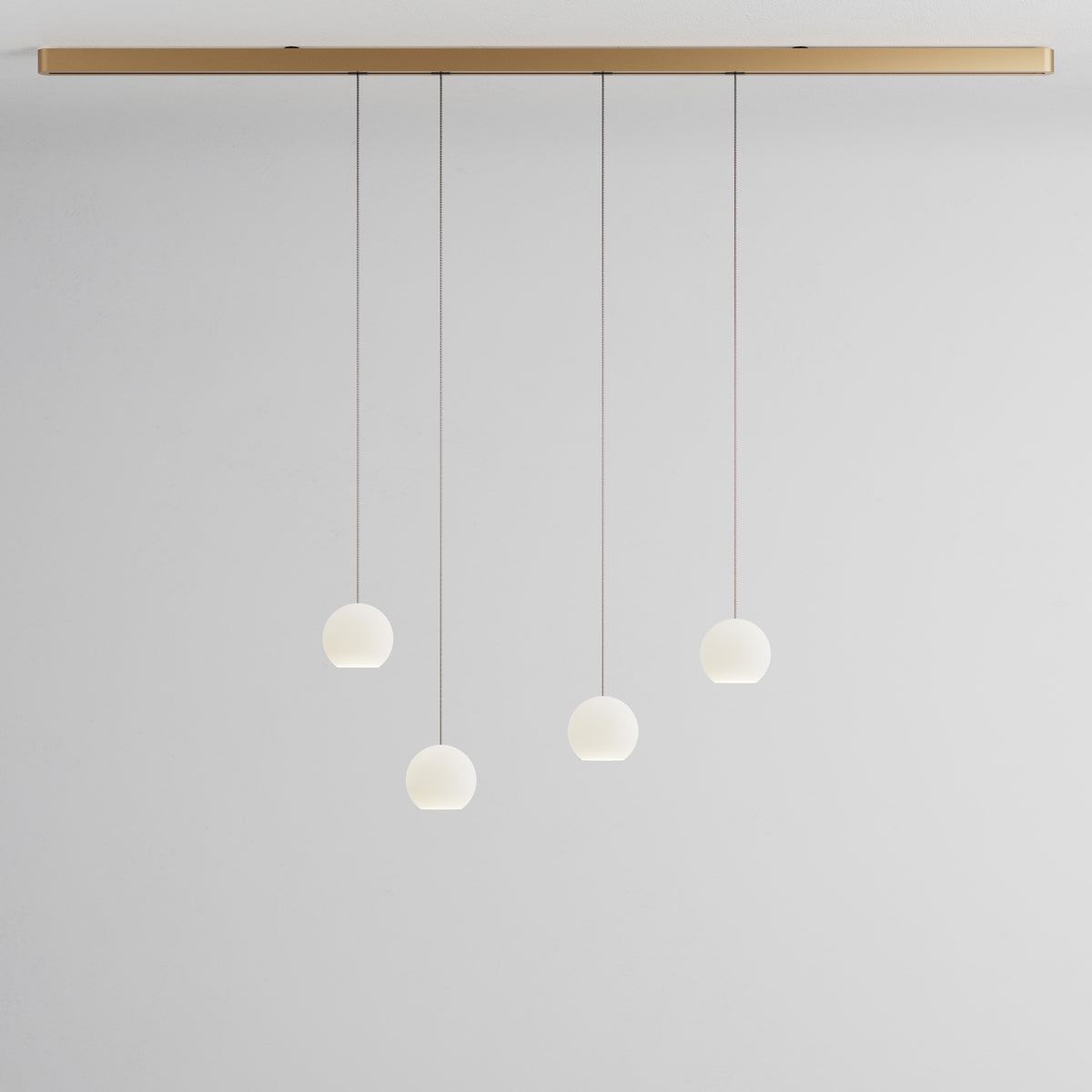 Komot, Pendelleuchte KOS Quattro 200cm, Gold-Edelstahl, Produktbild kleines Glas