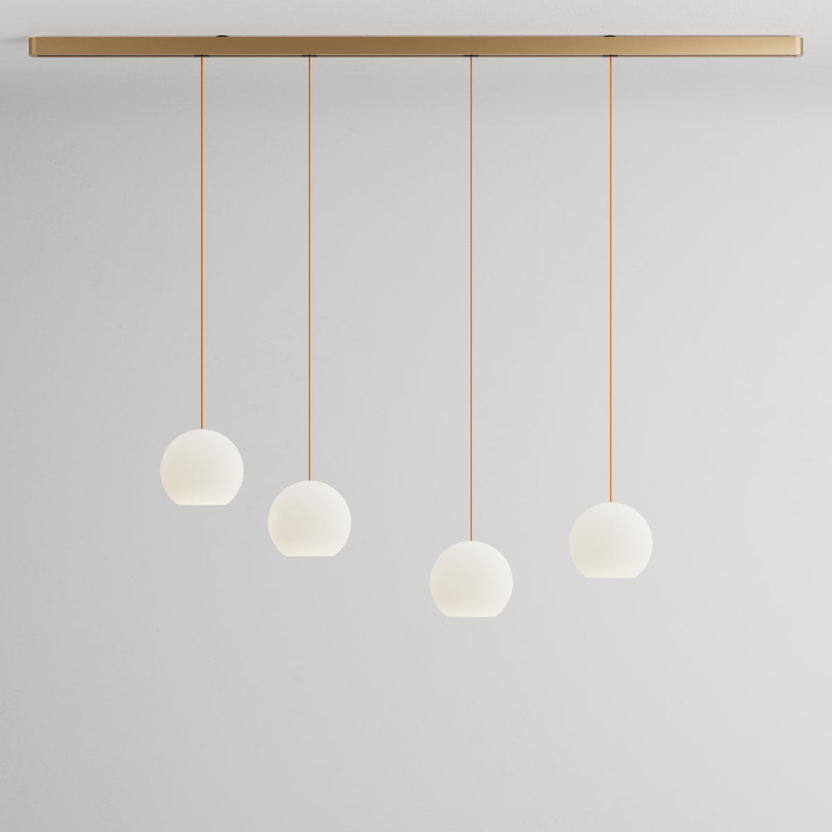 Komot, Pendelleuchte KOS Quattro 200cm, Gold-Orange, Produktbild großes Glas