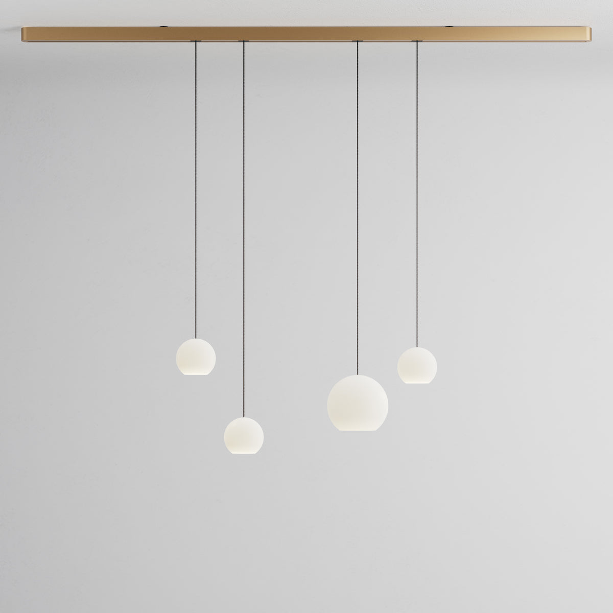 Komot, Pendelleuchte KOS Quattro 200cm, Gold-Schwarz, Produktbild gemischte Gläser