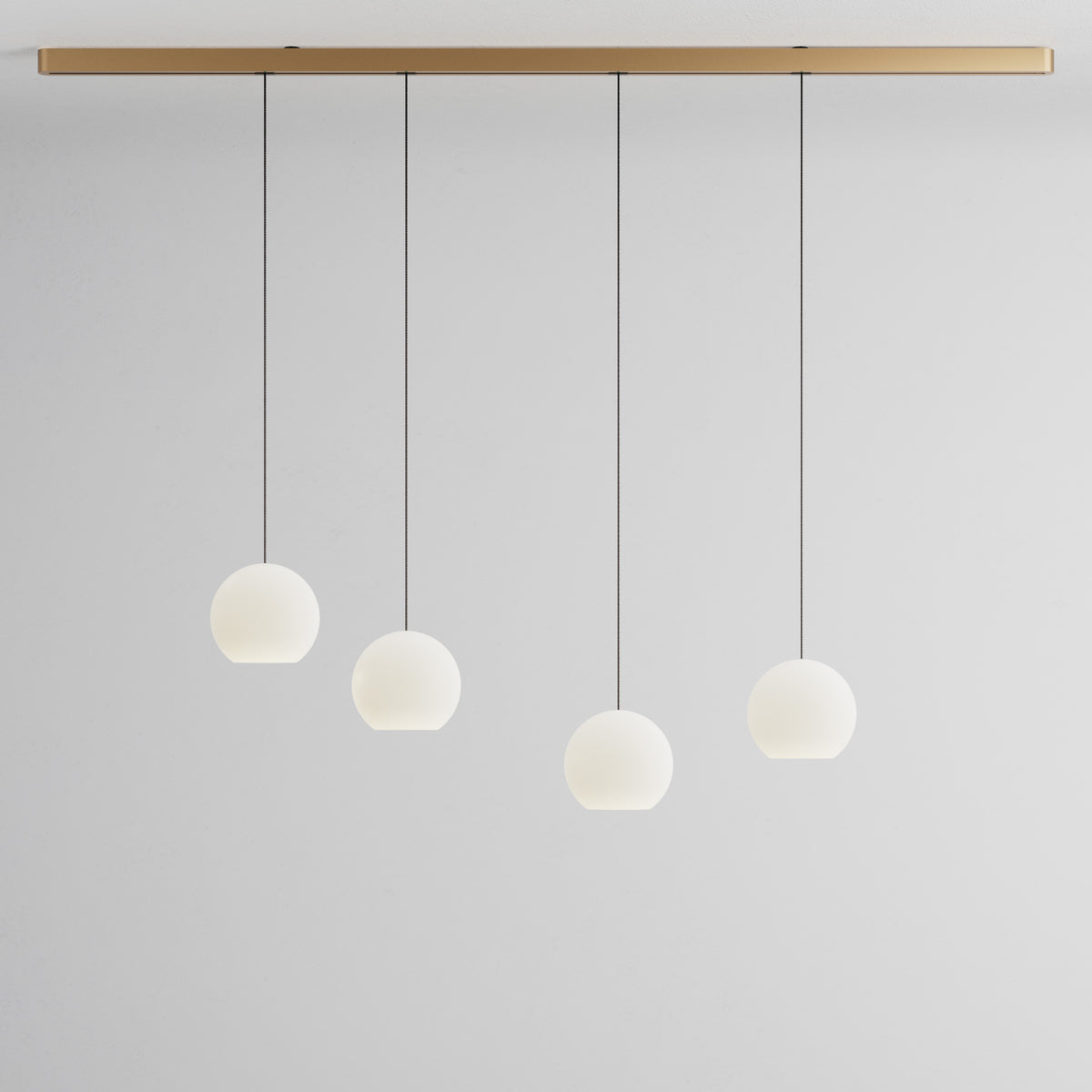 Komot, Pendelleuchte KOS Quattro 200cm, Gold-Schwarz, Produktbild großes Glas