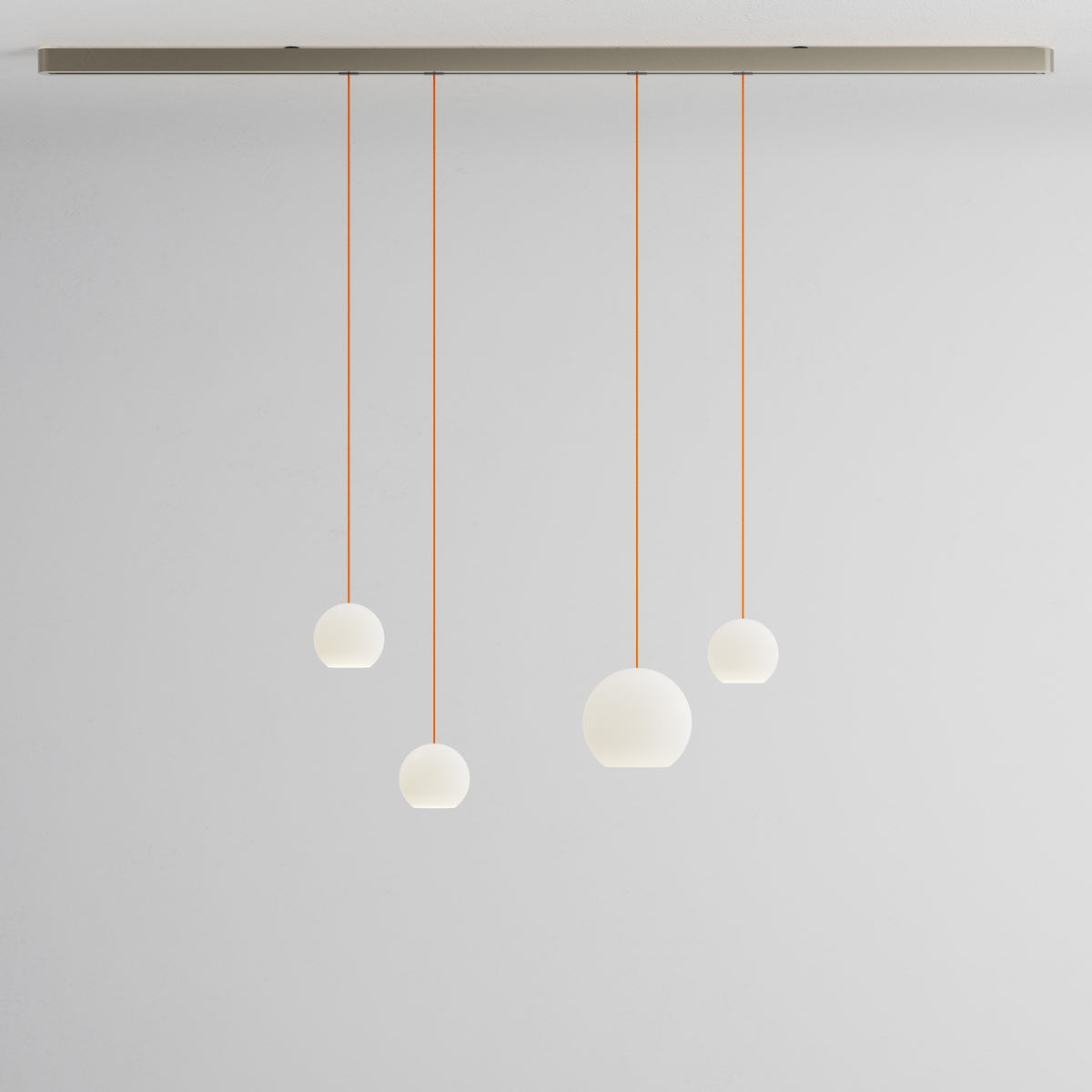 Komot, Pendelleuchte KOS Quattro 200cm, Nickel-Orange, Produktbild gemischte Gläser
