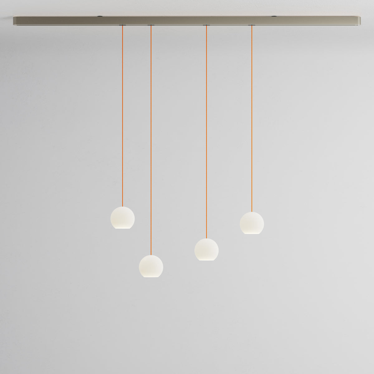 Komot, Pendelleuchte KOS Quattro 200cm, Nickel-Orange, Produktbild kleines Glas