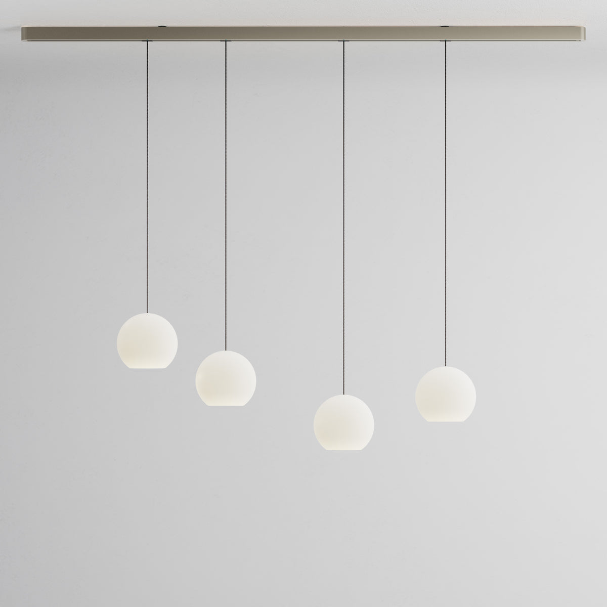 Komot, Pendelleuchte KOS Quattro 200cm, Nickel-Schwarz, Produktbild großes Glas