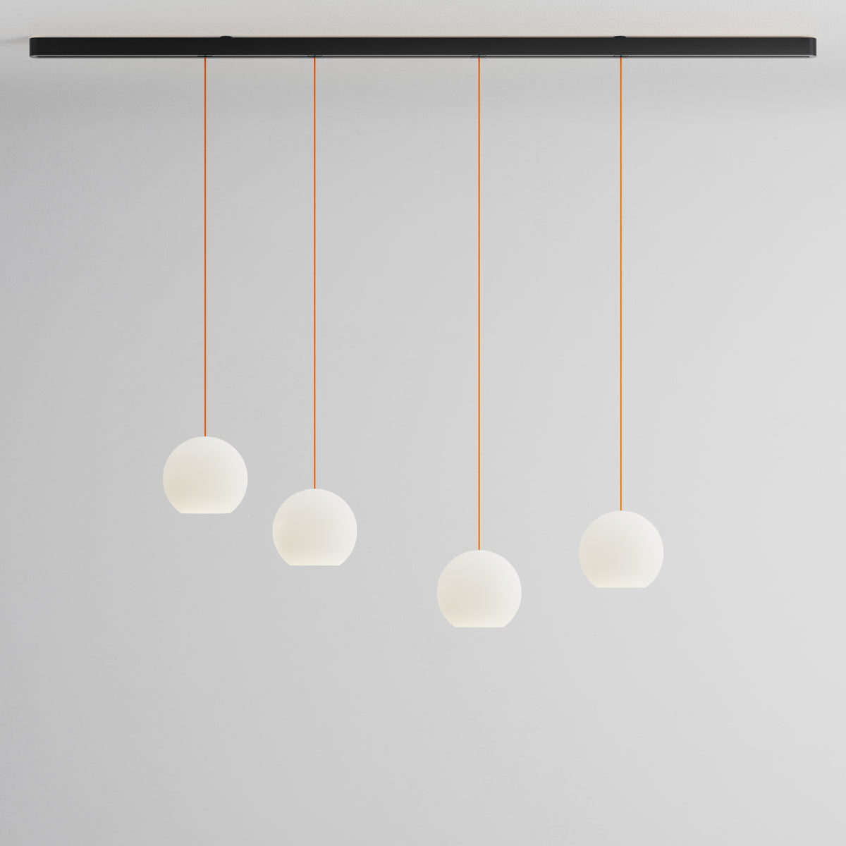 Komot, Pendelleuchte KOS Quattro 200cm, Schwarz-Orange, Produktbild großes Glas
