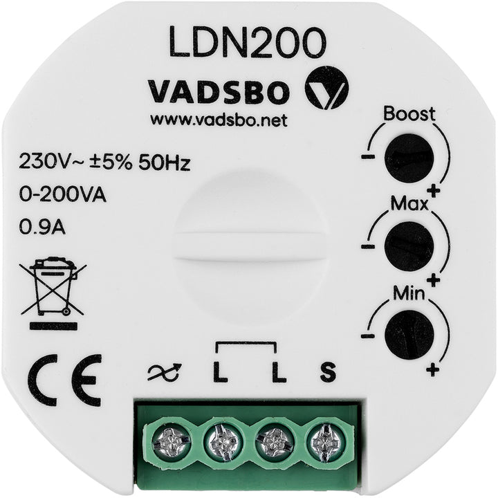 LDN200 Tastdimmer 0-200 Watt ohne Nullleiter