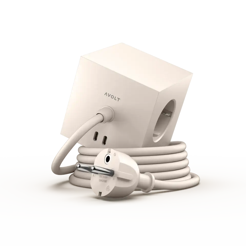 Avolt, Abverkauf: Mehrfachsteckdose Square 1, Sand USB-C, moderne Stromversorgung