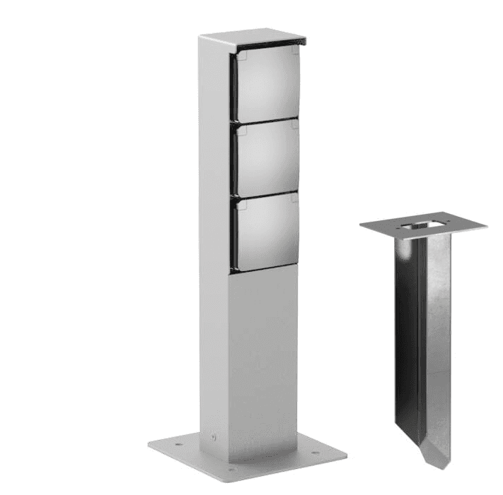 PSM Lighting, NIKE Steckdosensäule, Grau 3-fach Erdspieß, Produktbild