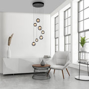 Pure, Pendelleuchte Popup Rondell, Anthrazit Raumbild, stilvolle Esstischbeleuchtung