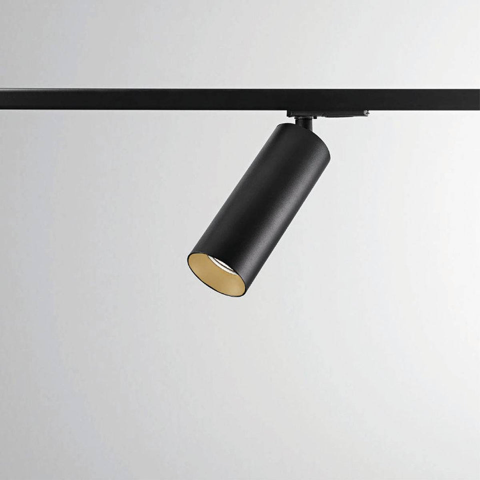 DLS Lighting, 1-Phasen-Stromschienenstrahler Reed, Schwarz-Gold, Produktbild