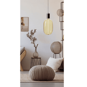 Pendelleuchte mit Retro Leuchtmittel F4, gelb, modernes Interior