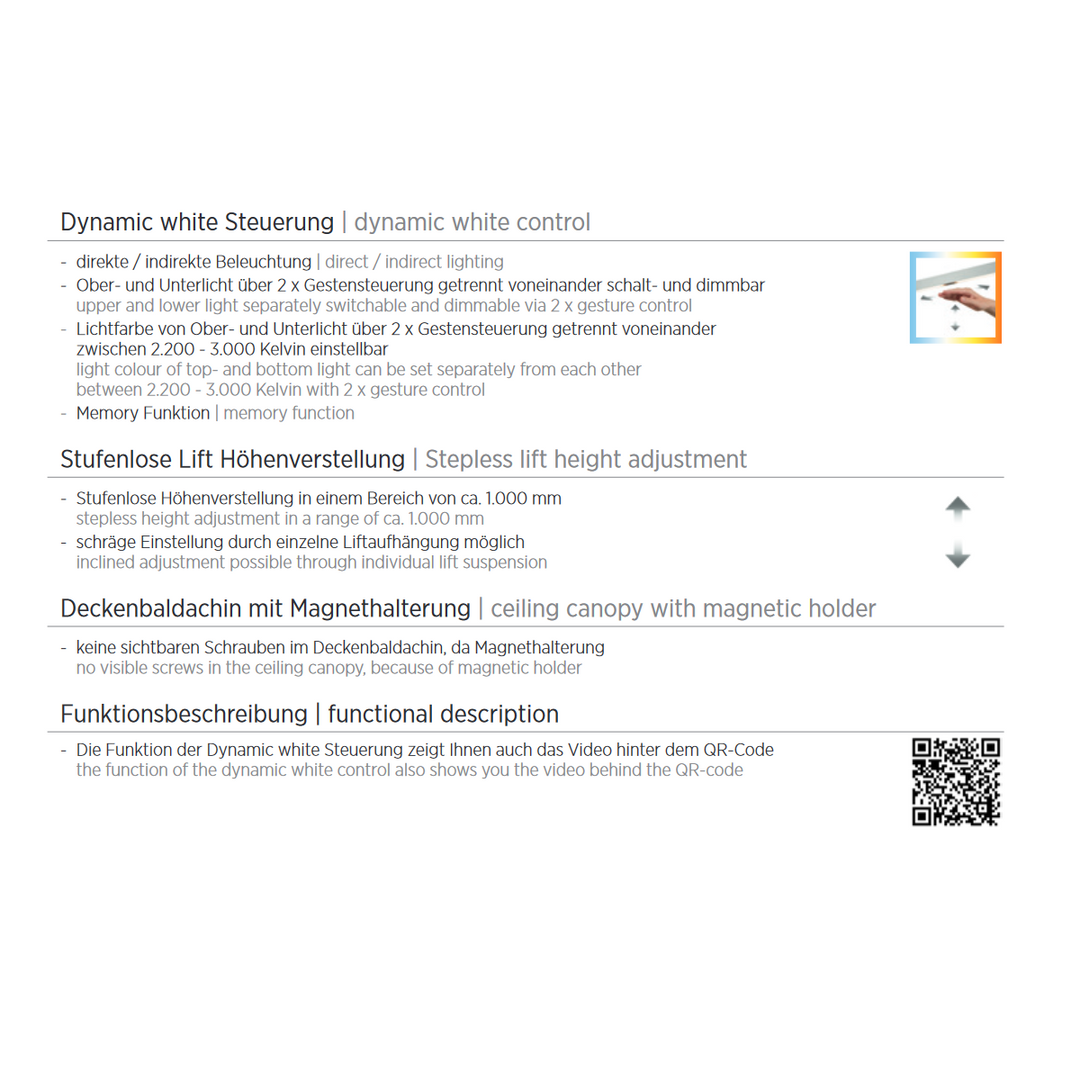 Pendelleuchte Runa 112cm nickel, Seilsonderlänge: 250-350cm, Retourenartikel