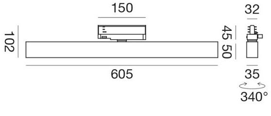 3-Phasen-Stromschienenstrahler Linear kurz