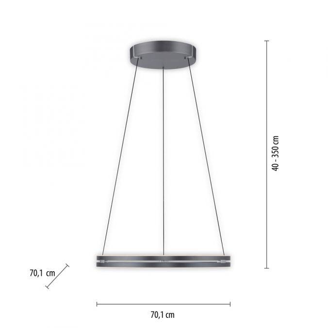 Moderne Pendelleuchte E-Loop mit elektrischer Höhenverstellung, Durchmesser 70,1 cm, für Beleuchtung im Wohnbereich