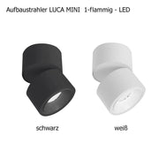 Sonluce, Aufbaustrahler Luca Mini 1-flammig, Varianten, moderne Lichtlösung