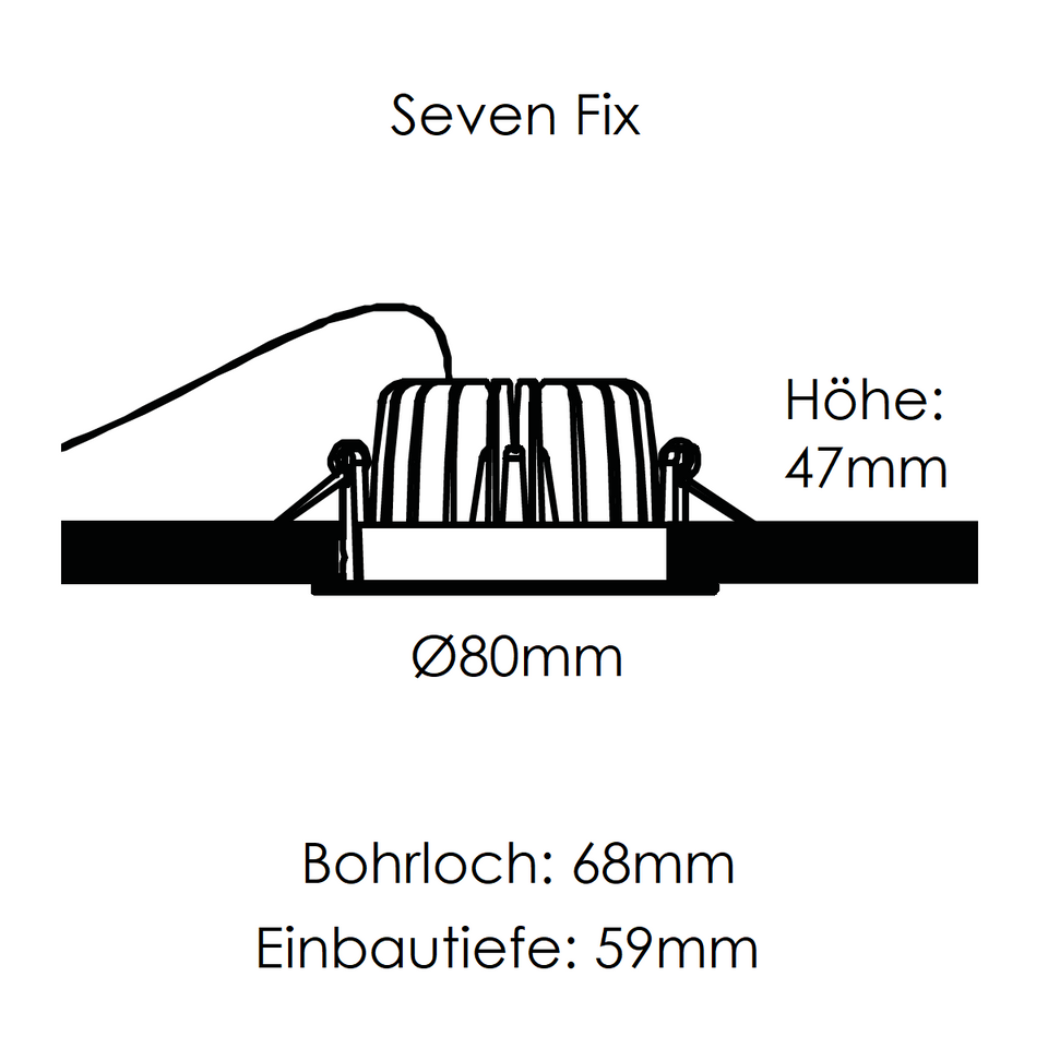 Deckeneinbauleuchte SEVEN FIX Skizze