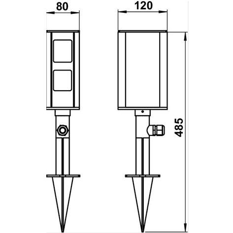 Sonluce, Steckdosenspieß Prao, 4-fach Skizze, Outdoor Stromversorgung