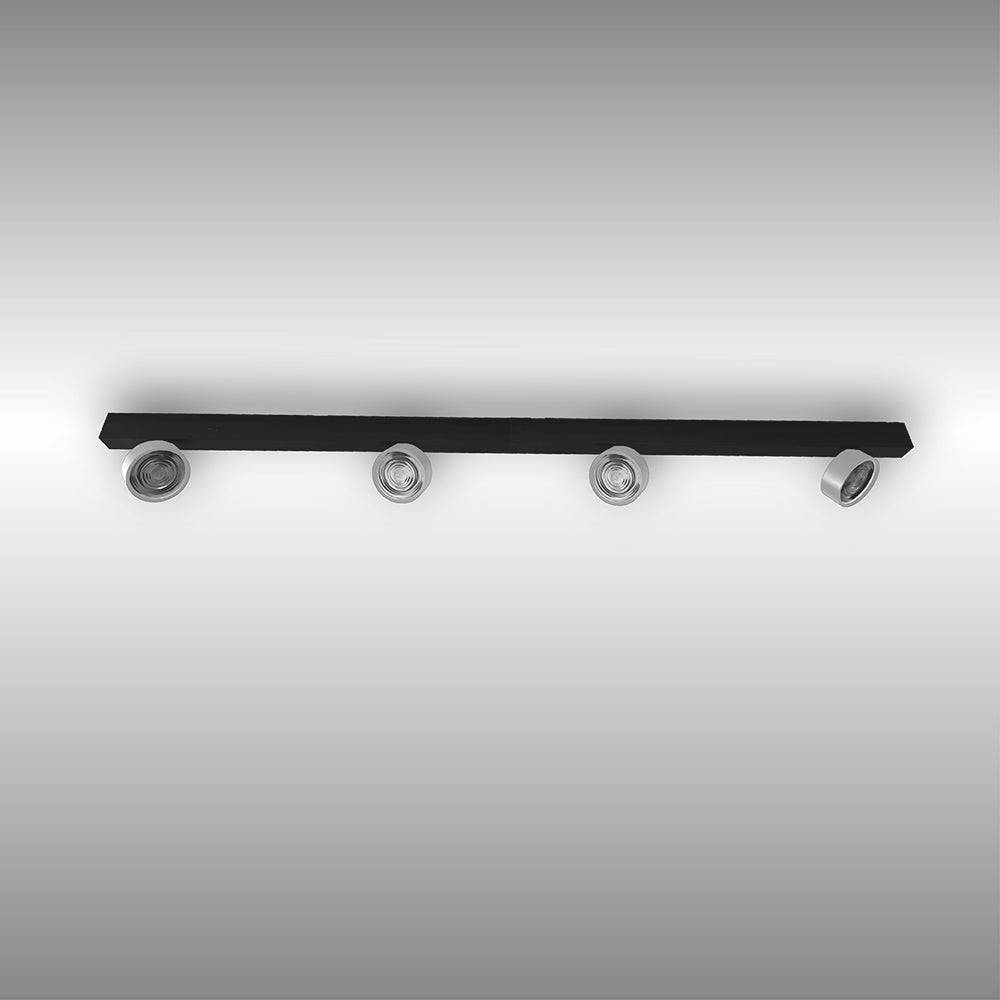 LUX-IT, Aufbaustrahler Swing 4-flammig, Schwarz-Chrommatt, hochwertige Akzentbeleuchtung