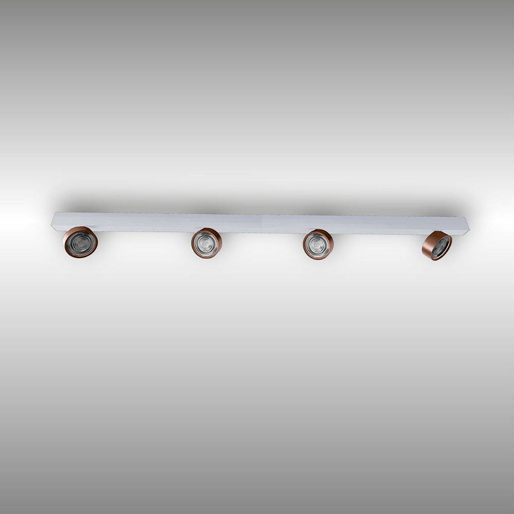 LUX-IT, Aufbaustrahler Swing 4-flammig, Weiss-Kupfer, dekorative Lichtlösung