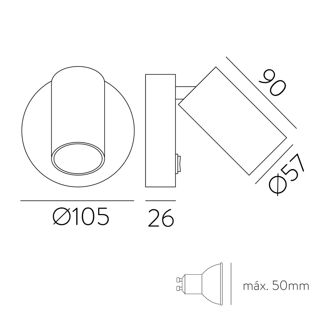 Wandleuchte Tune mit Schalter