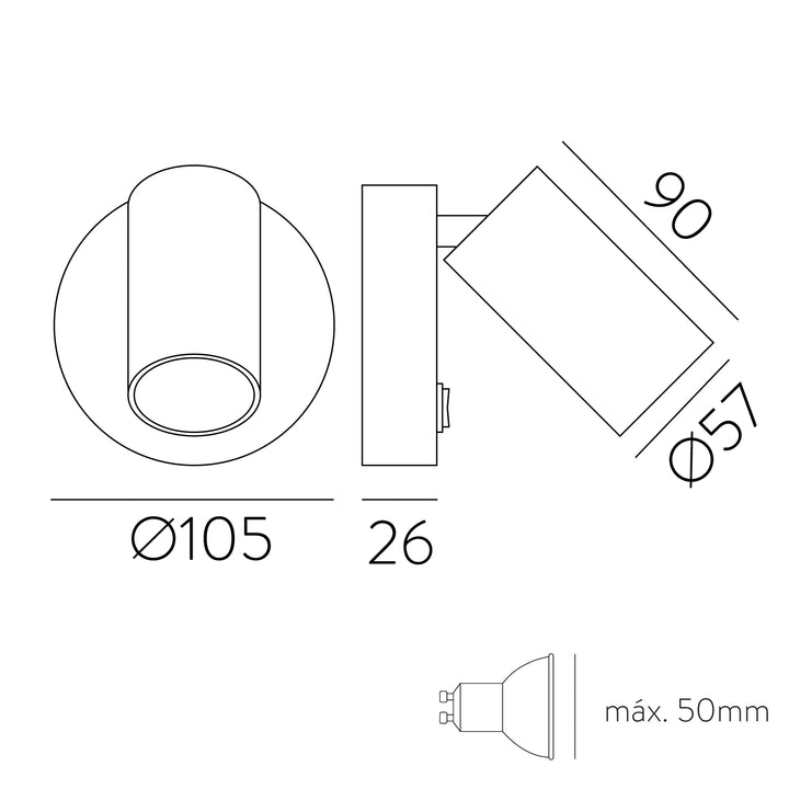 Wandleuchte Tune mit Schalter